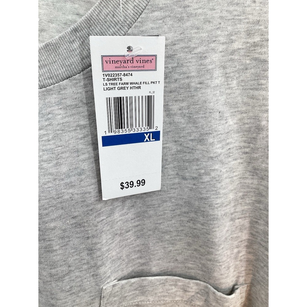 NWT Mens VIneyard Vines "Tree Farm" Long sleeved pocket cotton tee XL gray - Picture 5 of 11